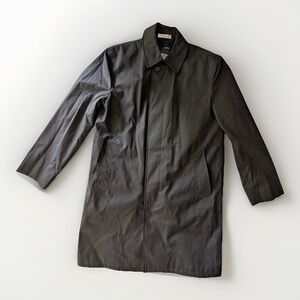 Murphy & Hartelius Trench Coat Mens 38R Black Hidden Button‎ Professional Preppy